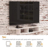 GHC Floating TV Stand, Wall Mounted Entertainment Center and Cabinet Shelf, TV Console with Storage, Media Console for DVD Player, Space-Saving Under TV Shelf for Bedroom, Living Room (White) GHC