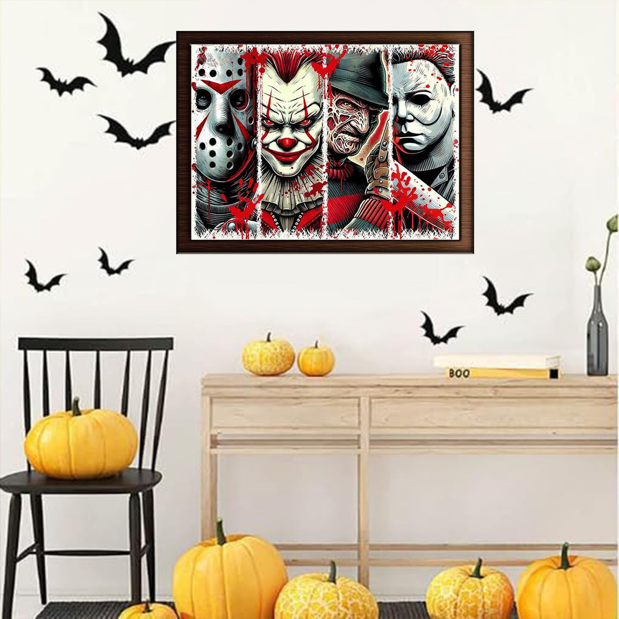 MBNTJHT Halloween Diamond Painting Kits for Adults Beginners,5D Full Round Drill Horror Movie Diamond Art Kits for Adults,DIY Gem Art Painting and Crafts for Holiday Gifts 12x16 Inch. MBNTJHT