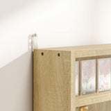 HOMCOM 5-Tier Display Cabinet, Glass Door Cabinet with Adjustable Shelves, Wall-Mounted Display Case for Playroom, Bedroom, Oak HOMCOM