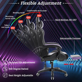 HOFFREE Gaming Chair Massage with Bluetooth Speakers Ergonomic Computer Gaming Chair with LED RGB Lights Footrest High Back Music Video Game Chair with Lumbar Support Yellow and Black HOFFREE