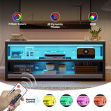 Bestier Gaming Entertainment Center for 50/55/60 Inch TV, LED TV Stand Cabinet with Adjustable Shelves, Wood Industrial TV Media Console Table with with Metal Frame for Living Room Bedroom, Gray Bestier