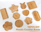 Lanyani 10pcs Wooden Assorted Shapes Mosaic Bases for DIY Mosaic Coaster Kit, with Wooden Surface for Handcrafted Glass Mosaic Tiles Crafts for Adults and Kids Lanyani