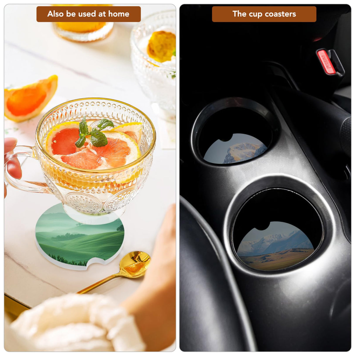 24pcs Sublimation Ceramic Cup Coasters - Blank Cupholder with Finger Grooves Keep Vehicle from Cold Drink Stain Spill - Cup Coasters for Car Office Home Drink Shop PartyKindom