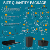 Daanxw Metal Peg Board Kit with 1/4" Pegboard Accessories, 6 Pack 12"X24" Pegboard and 264PCS Extra Thick Pegboard Accessories,Wall Organizer Peg Board Panels Tool Organizer Storage System (Black) Daanxw