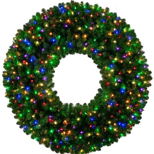 5 Foot Multi-Color L.E.D. Christmas Wreath - 60 inch - 400 LED Lights - Indoor - Large Outdoor Wreath - ACWreaths