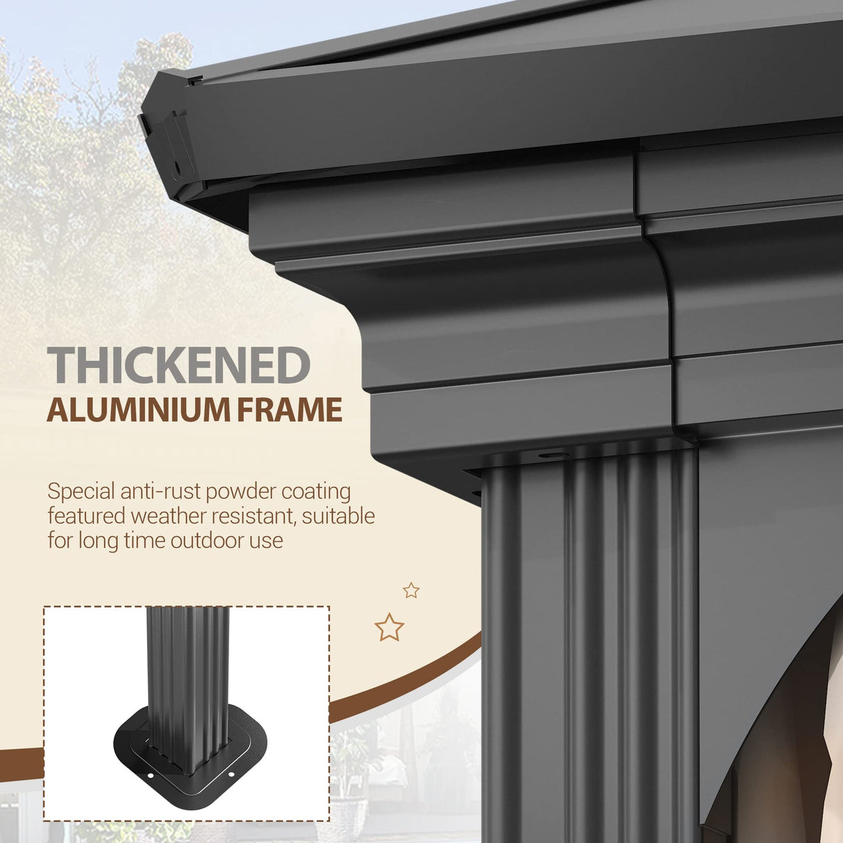 Flamaker Hardtop Gazebo Aluminum Frame Outdoor Gazebo with Privacy Curtains and Gauze Mesh Sunshade Pavilion Double Roof Canopy for Patio, Lawn, Deck, Poolside (Polyurethane Roof, 10' x 13') Flamaker