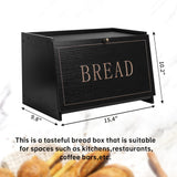 DECOCIAGA Bread Box for Kitchen Countertop, Large Capacity Bread Storage Container for Homemade Bread, Wooden Bread Holder Bread Bin for Kitchen Counter Corner, Cabinet, Pantry, Cupboard (Black) DECOCIAGA