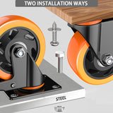 4 inch Casters Wheels, Heavy Duty Casters Set of 4 Load 2200lbs with Brake, Locking Swivel Plate Caster, Industrial Castor Wheels for Carts,Furniture and Workbench(Free Screws and Spanner) LUTUMEI