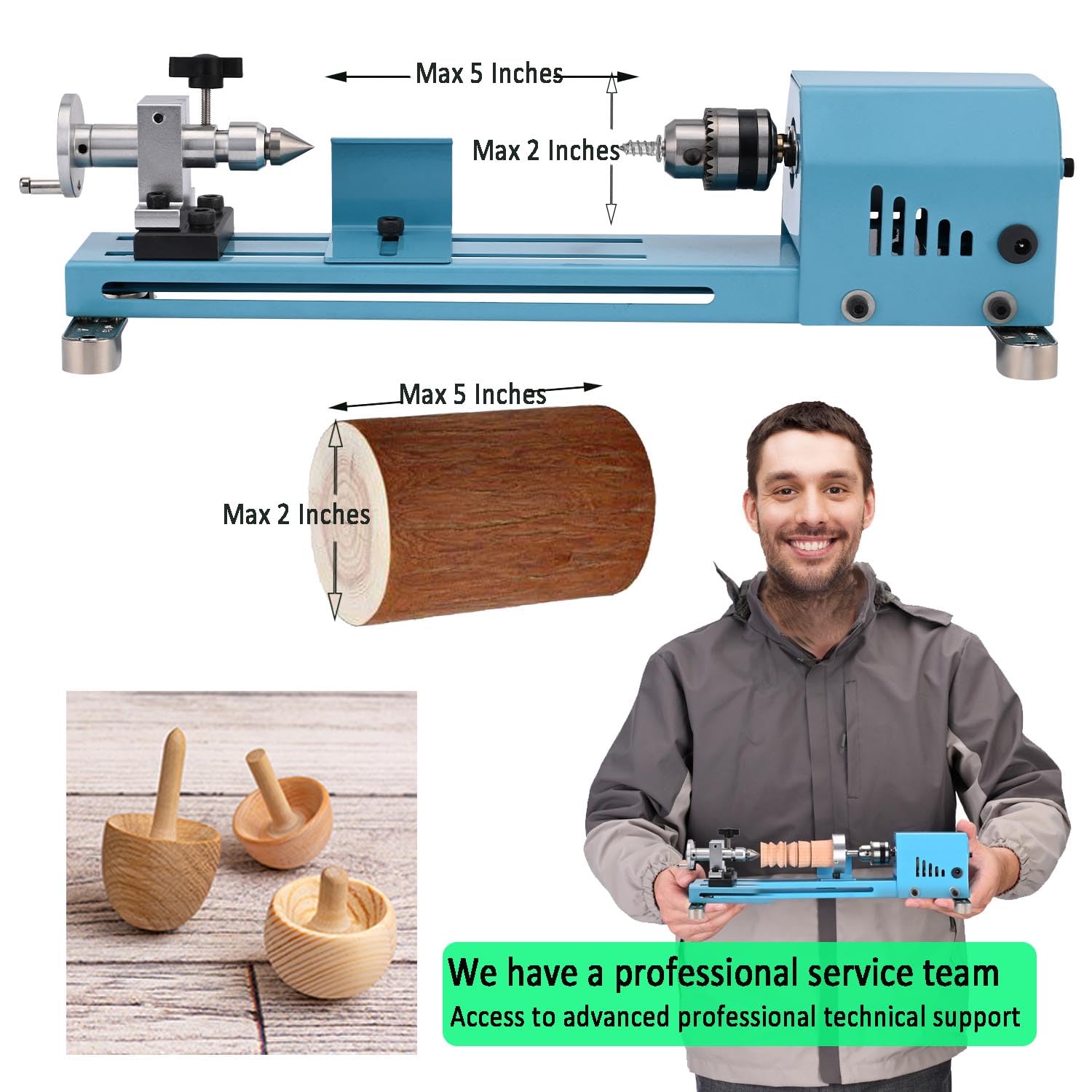 Mini Lathe Machine Multi-Purpose Lathe With Professional Tools Torno Para Madera Cutting Grinding Polishing Desktop Metal Lathes Easy To Use - WoodArtSupply