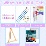 VIGEGU Paint by Numbers kit for Adults Beginner Framed - with Wooden Easel Gift Box,Paint by Numbers with Frame Beach Car DIY Adults' Paint-by-Number Kits for Wall Decor 12x16inch VIGEGU