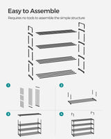 SONGMICS Shoe Rack, 4 Tier Shoe Organizer, Metal Shoe Storage Shelf for 20 Pairs of Shoes, Easy to Assemble, Entryway, Black ULSA14BK SONGMICS