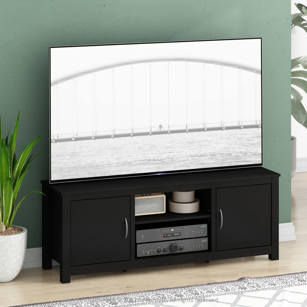Furinno Classic Stand with Storage for TV up to 65 Inch, Americano, Large Furinno