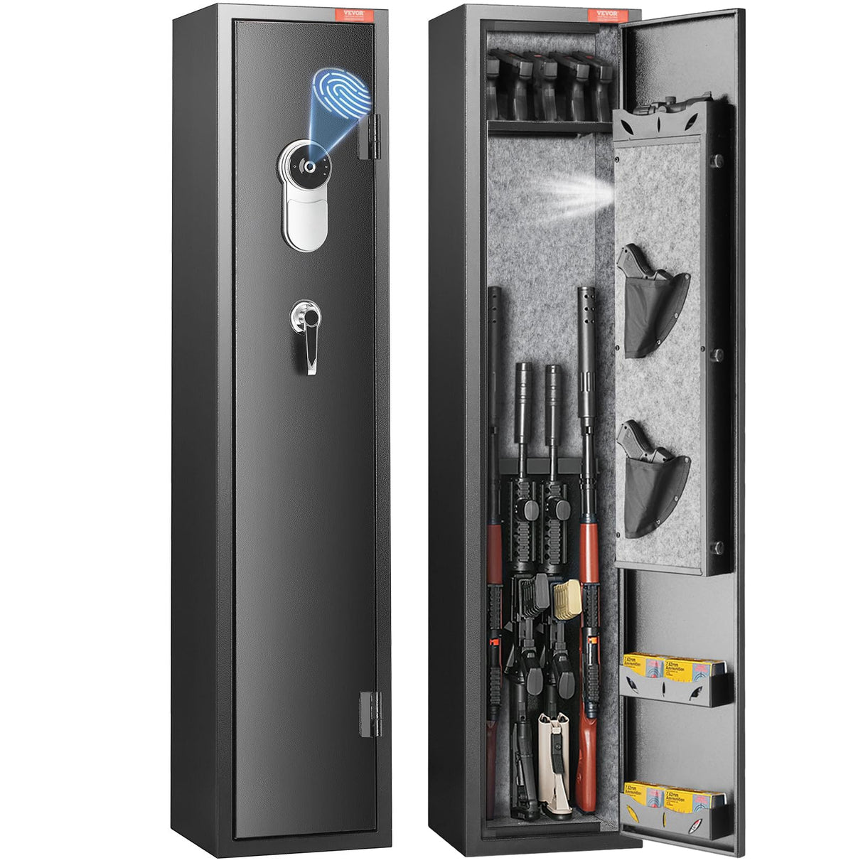 VEVOR 5 Rifles Gun Safe, Rifle Safe with Fingerprint Lock, Quick Access Gun Storage Cabinet for Shotguns with Removable Shelf & Pistol Rack VEVOR