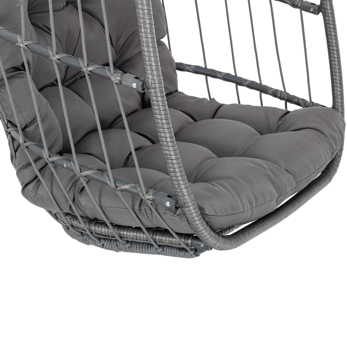 Yechen Hanging Egg Chair Outdoor Without Stand Indoor, Aluminum Foldable Swing Egg Chairs - Wicker Rattan Hammock Egg Porch Swing with UV Resistant Cushions for Bedroom Patio Balcony Yechen