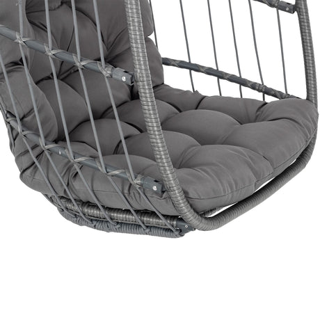 Yechen Hanging Egg Chair Outdoor Without Stand Indoor, Aluminum Foldable Swing Egg Chairs - Wicker Rattan Hammock Egg Porch Swing with UV Resistant Cushions for Bedroom Patio Balcony Yechen