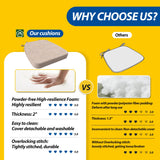 AAAAAcessories D-Shaped 2'' Thick Chair Cushions, Removable, Machine Washable Cover and Ties, Chair Pads for Indoor Dining Room and Kitchen Chairs, 17'' x 16'', Set of 4, Beige AAAAAcessories