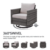 Belord Patio Sectional Furniture Set with Coffee Table: 8 Pieces Wicker Patio Conversation Set with L Shaped Sofa, Outdoor Swivel Glider Rocker, Rattan Ottomans, Removable Belord