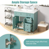 Merax 36" Bathroom Vanity Cabinet, Single Bathroom Storage Vanity with Louvered Doors and Drawers, Solid Wood Frame Bathroom Vanities Without Sink (Teal Without Sink) Merax