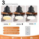 Sofucor 52" Ceiling Fan with Lights Remote Control, 3 Poles for Indoor Outdoor Ceiling Fan with Remote, Reversible Noiseless ETL Motor, 3 Walnut Wooden Blades Sofucor