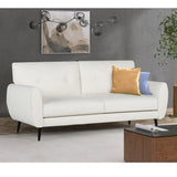 VAMEPOLE Sofa Couch, 60" Loveseat Sofa for Living Room, Mid Century Mini White Couch, Tufted Leather Love Seat Furniture, Comfy Office Sofa 2 Seat, Small Couches for Small Spaces, Bedroom, Apartment VAMEPOLE