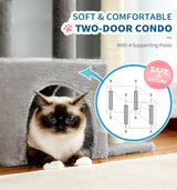 Made4Pets Cat Tree, Carpet Cat Tower Grey for Indoors Cats, Cute Wood Kitty Condo with Scratching Post and Pad, 29" Multi-Level Modern Activity Climbing Furniture for Small and Medium Cats MADE 4 PETS