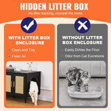 VEVOR Cat Litter Box Enclosure for 2 Cats, Litter Box Furniture Hidden with Rattan Decorated Doors, Wooden Cat Box Cabinet Fit Most of Litter Box, 47.2" L x 19.7" W x 21.7" H, Black VEVOR