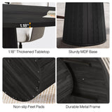 Tribesigns Oval Conference Table, 55.11 Inches Wooden Meeting Table for 6 People, Rustic Meeting Seminar Boardroom Table with Wood Base for Office Conference Room (Black) Tribesigns