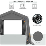 Outsunny 10' x 20' Carport Portable Garage, Heavy Duty Storage Tent, Patio Storage Shelter w/Anti-UV PE Cover and Double Zipper Doors, for Motorcycle Bike Garden Tools, Gray Outsunny