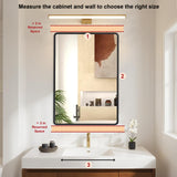 MEETDH 18"x26" Medicine Cabinet Mirror, Black Bathroom Cabinet with Mirror Wall-Mounted or Recessed, Bathroom Vanity Mirror with Storage, Solid Metal Frame, Adjustable Glass Shelves MEETDH