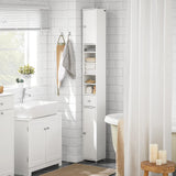 Haotian Bathroom Tall Cabinet with 1 Drawer, 2 Doors and Adjustable Shelves, Slender Extra Storage Cabinet, Anti-Tipping Floor Tall Cabinet Cupboard, White BZR34-W, 7.9"D x 7.9"W x 70.9"H SoBuy
