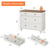 WAMPAT Dresser for Bedroom with 3 Drawers, White Kids Dressers with Wide Chest of Drawers, Mid Century Modern Wooden Closet Storage Organizer, Small Dressers for Living Room, Nursery, Hallway WAMPAT