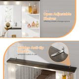 BROTTAR Large Vanity Desk with Mirror and Lights, Farmhouse Makeup Vanity with Wireless Charging Station, White Dressing Table with 2 Drawers & Storage Cabinet for Bedroom, Dressing Room BROTTAR