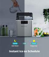 ecozy Countertop Ice Makers, 45lbs Per Day, 24 Cubes Ready in 13 Mins, Stainless Steel Housing, Auto Self-Cleaning Ice Maker with Ice Bags and Ice Scoop for Kitchen Office Bar Party ecozy