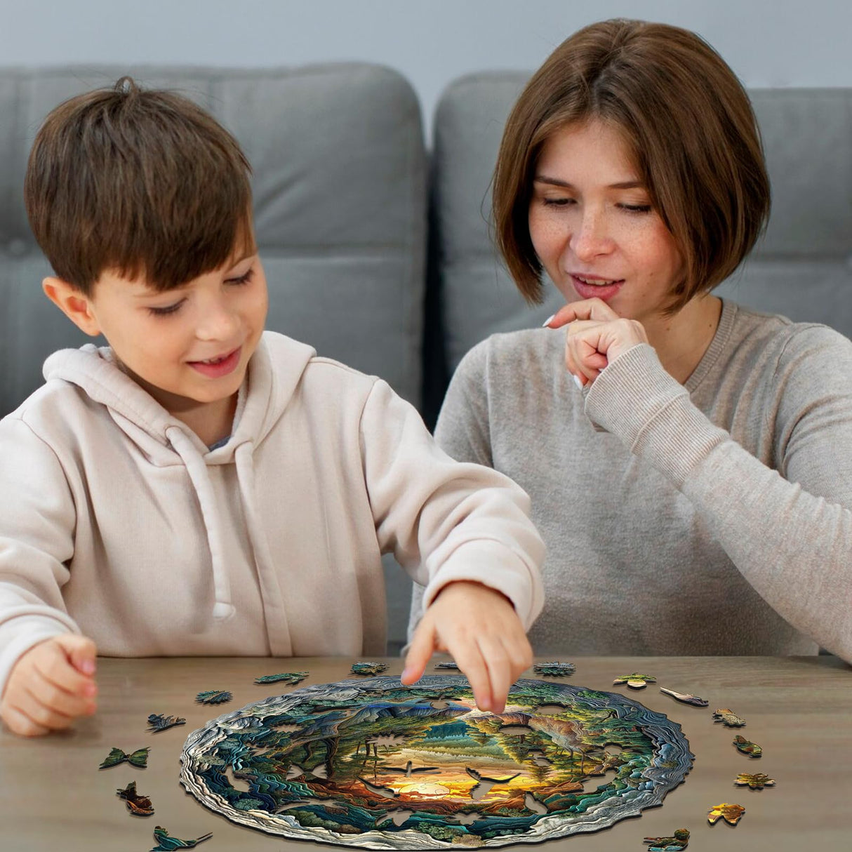 Jigfoxy Wooden Puzzle for Adults, 3D Visual Forest Wooden Jigsaw Puzzles for Adult, Unique Animal Shape Wood Cut Puzzles, Christmas Thanksgiving Gifts for Friends Family (M-11.4 * 11.3in-200pcs) Jigfoxy