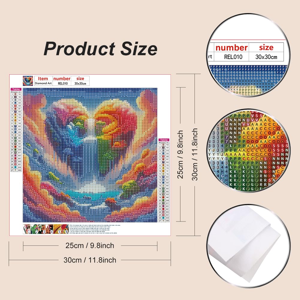 Reluohuo Diamond Painting Waterfall Kits for Beginner, 5D Love Full Drill Diamond Art Kits for Adults, DIY Diamond Art Kits for Home Wall Decor, 12x12 Inch Reluohuo