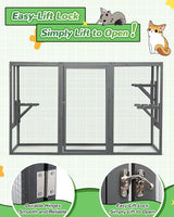 Catio Outdoor Cat Enclosure,71" L Outside Cat House Weatherproof, Wooden Catios for Cats Patio, Cat Houses with 3 Platforms (Grey, Large) Nyeekoy