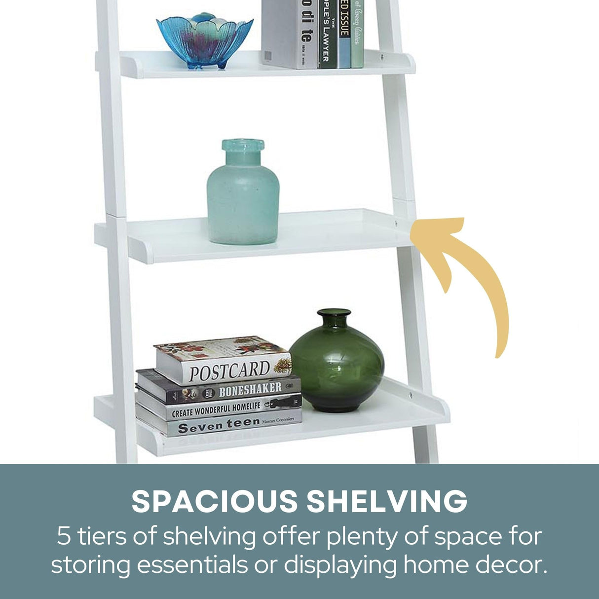 Convenience Concepts French Country Bookshelf Ladder, White Convenience Concepts