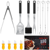 Grill Accessories Kit, Stainless Steel Grill Tool Set with 4-in-1 BBQ Spatula, Grill Fork, Grill Tong, Grill Grush, Skewers, Silicone Corn Holders, Grilling Gift Set for Men and Women DAILY KISN