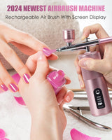 Airbrush Kit with Compressor - Airbrush for Nails,48PSI Screen Display Air Brush,Rechargeable Wireless Airbrush Gun Machine for Nail Art, Makeup, Painting, Cake Decor Rexley