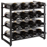IBUYKE Wine Racks Countertop, 4 Tiers Metal Wine Rack,Wine Rack Freestanding Storage 16 Bottle Capacity, for Home Kitchen, Pantry, Wine Cellar, Bar, Black UTMJ903H IBUYKE