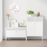 Ustamio White Metal Storage Cabinet with Doors and Shelves, 3 Tier Metal Office Storage Cabinet, Metal Locker Storage Cabinet for Home, Office, Living Room and Entryway Ustamio