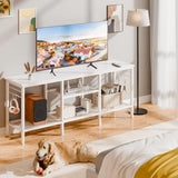 Furologee TV Stand for TVs up to 55 Inch, Entertainment Center with Open Storage Shelves, TV Media Console Table with Soundbar Shelf for Living Room, Bedroom, White Furologee