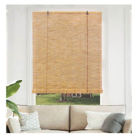 Bamboo Outdoor Roller Shades Cordless Outdoor Blinds for Patio Porch Shades 25" 33" 34" 36" 45" 48" 53" 64" 70" Wide Bamboo Roman Roll Up Shades for Windows Doors UV Protection Privacy Screen(Natural WoodArtSupply