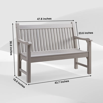 Psilvam Grey 2-Person All-Weather Poly Lumber Garden Bench - WoodArtSupply