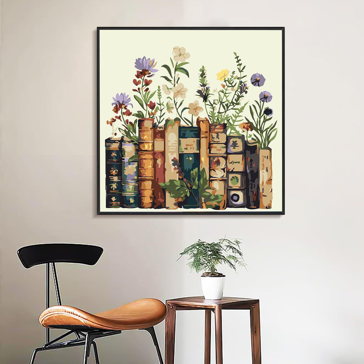 Yezavesu Framed Paint by Numbers Kit for Adults Beginner & Kids Ages 8-12, Book Paint by Numbers Without Easel, DIY Number Painting for Adults Flowers for Home Wall Decor Gift 10x 10 inch Yezavesu