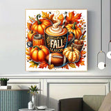 Ekuxom Halloween Diamond Art Kits for Adults Fall, Pumpkin Diamond Painting Kit for Adults Beginners, DIY 5D Full Drill Round Gem Art for Home Wall Decor Gift 12x12 inch Ekuxom