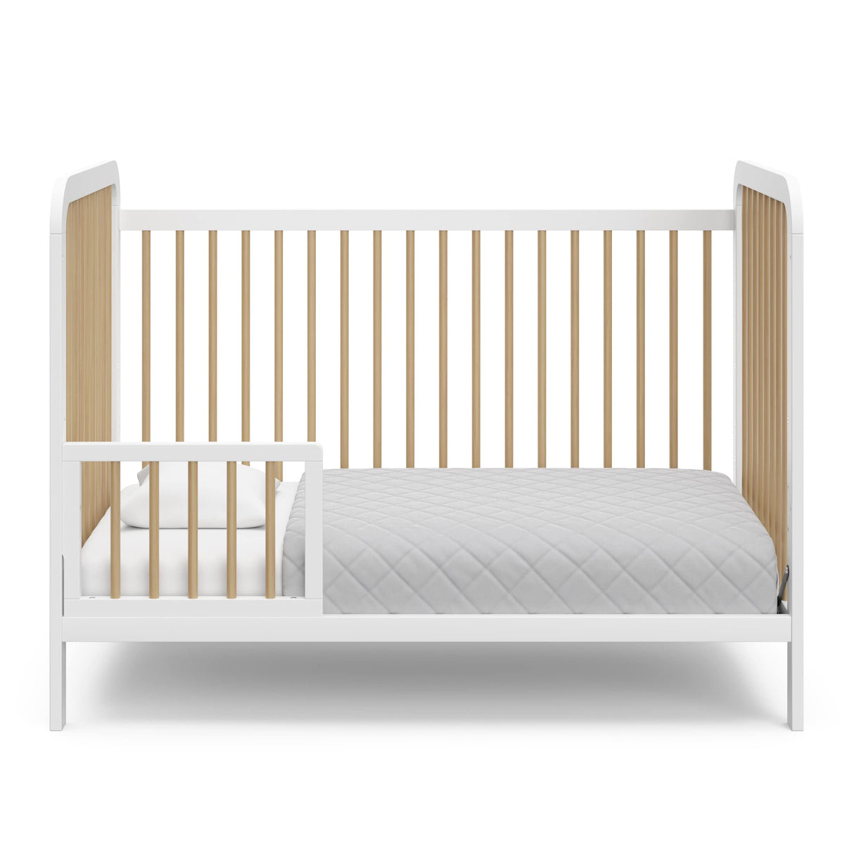 Storkcraft Pasadena 3-in-1 Convertible Crib (White with Driftwood) – GREENGUARD Gold Certified, Converts to Daybed and Toddler Bed, Fits Standard Full-Size Crib Mattress, Adjustable Mattress Height Storkcraft