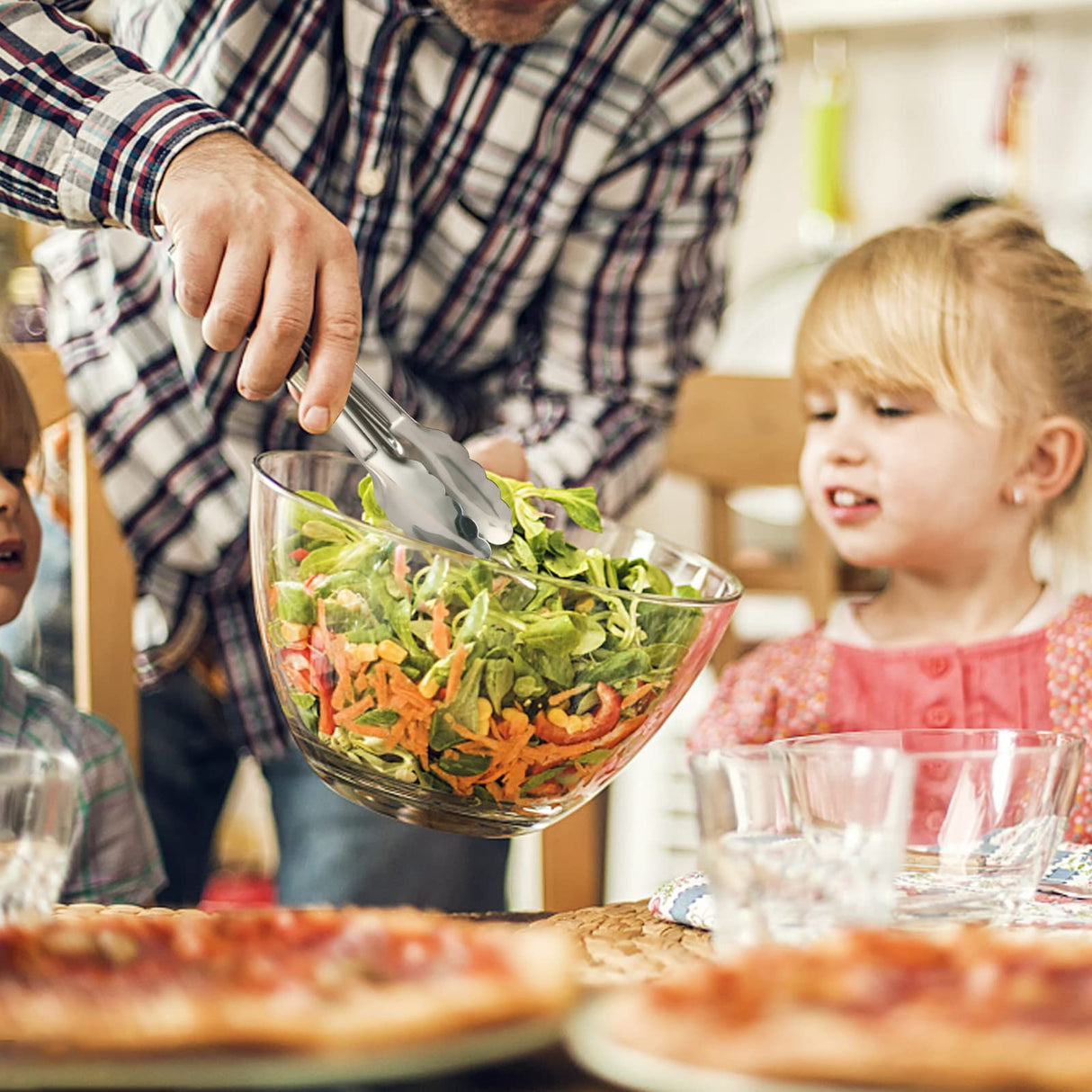 6 Pack Serving Tongs Kitchen Tongs, Buffet Tongs, Stainless Steel Food Tong Serving Tong, small tongs Dmoera