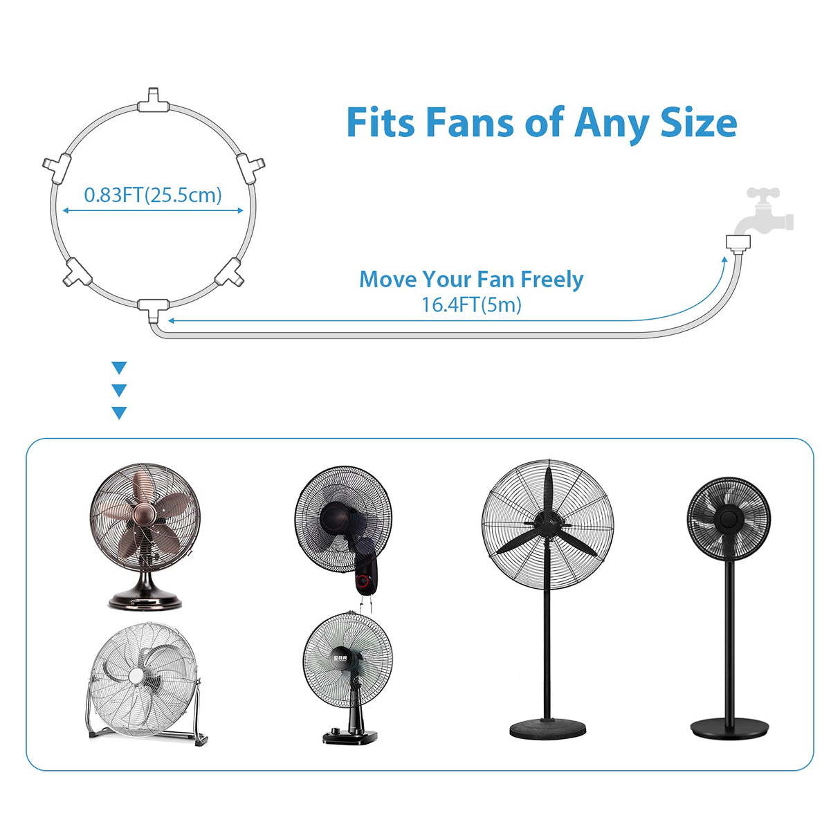 lifeegrn Misting Cooling System: Outdoor Mister System for Patio, 20 FT Misting Line+5 Mist Nozzles+3/4" Brass Adapter Garden Trampoline Greenhouse lifeegrn