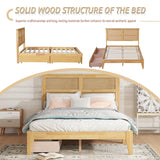 anwickjeff Boho King Size Bed Frame with Natural Rattan Headboard, Wooden Platform Bedframe, Under Bed Spacious Storage, No Box Spring Needed (Natural, King) anwickjeff